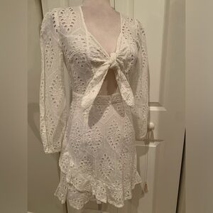 Simplee Eyelet Tie Front Sheath Dress 👗